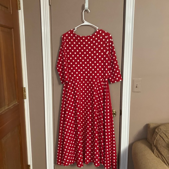 Red Polka Dot “Grace” Dress Size Large - Picture 4 of 5